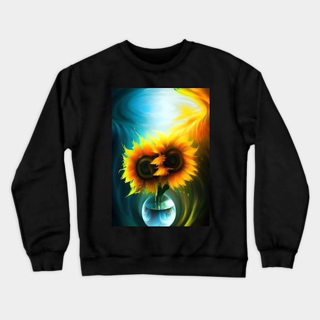 EYECATCHING SUNFLOWERS IN A VASE Crewneck Sweatshirt by sailorsam1805